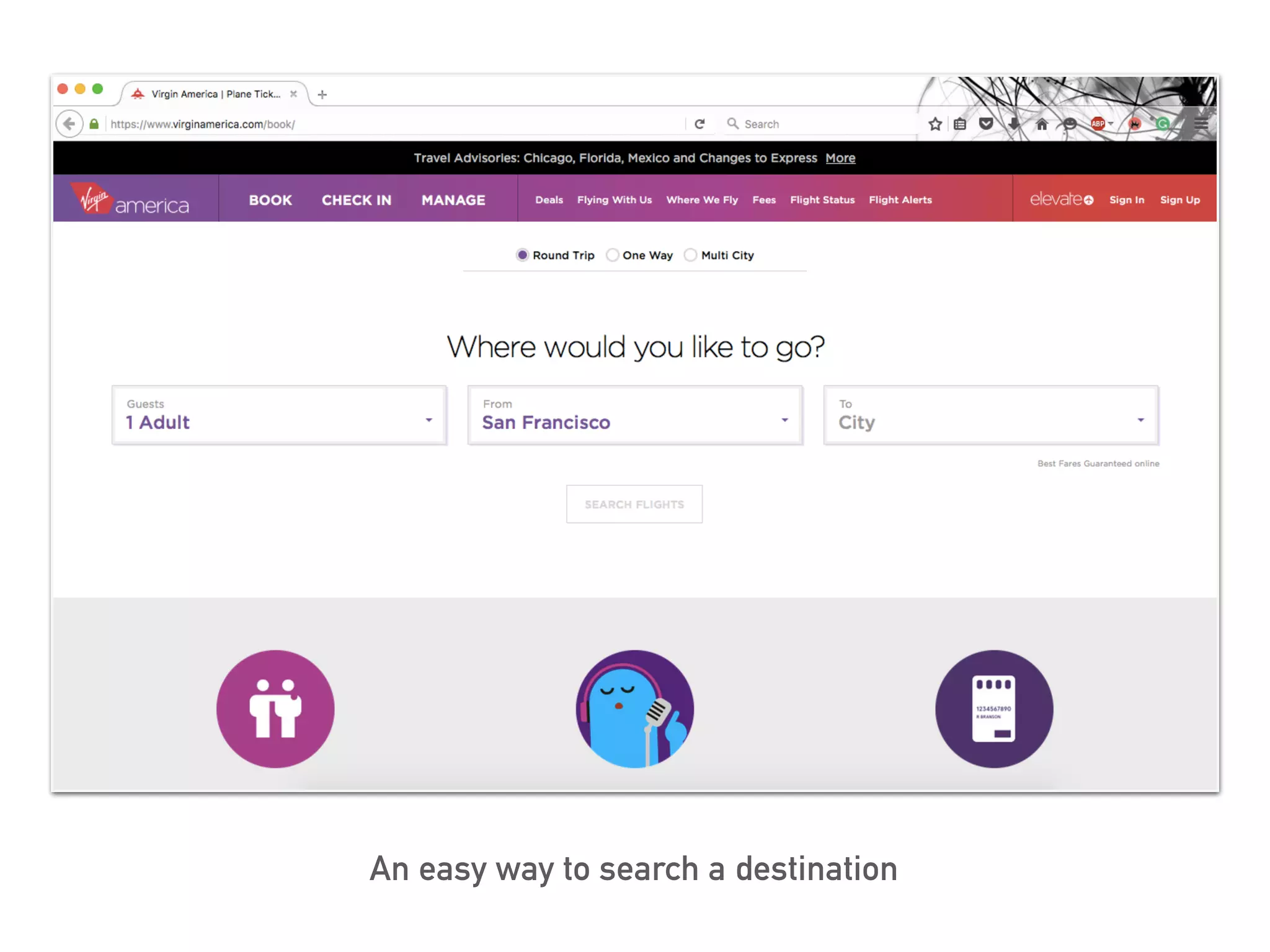 An easy way to search a destination