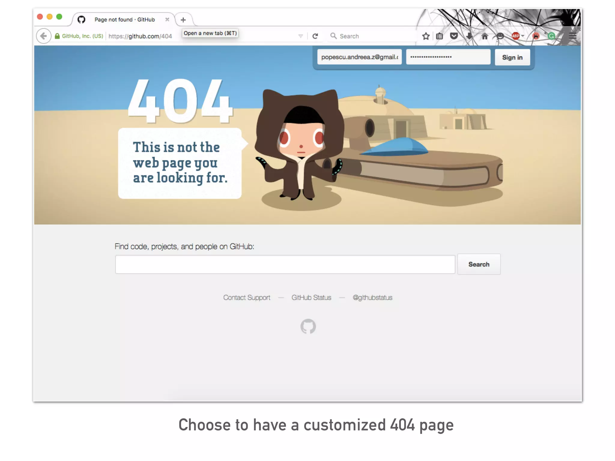Choose to have a customized 404 page