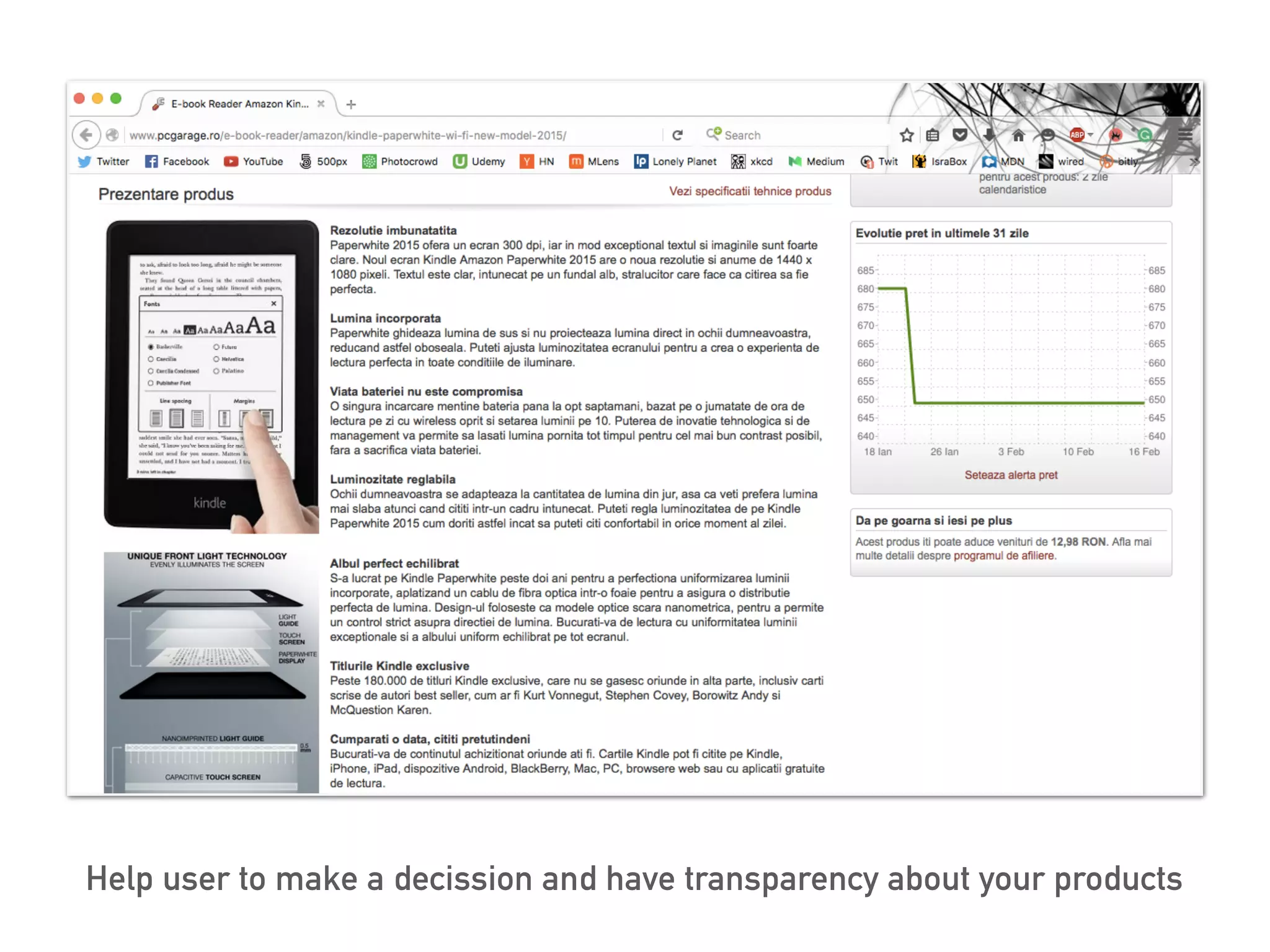Help user to make a decission and have transparency about your products