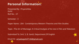 The Art of Montage: A Critical Analysis of Its Use in Film and ...