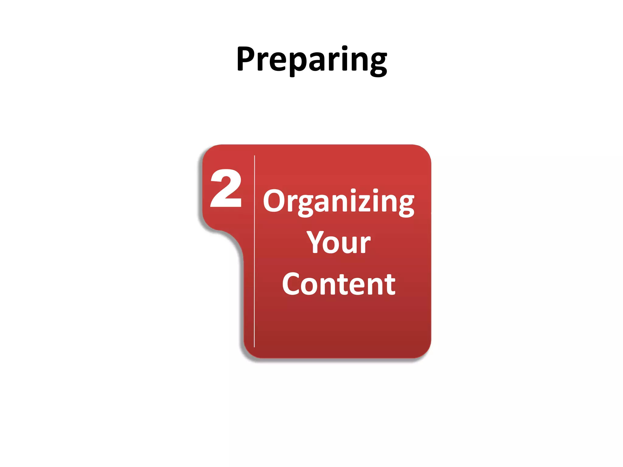 Preparing
2 Organizing
Your
Content
 