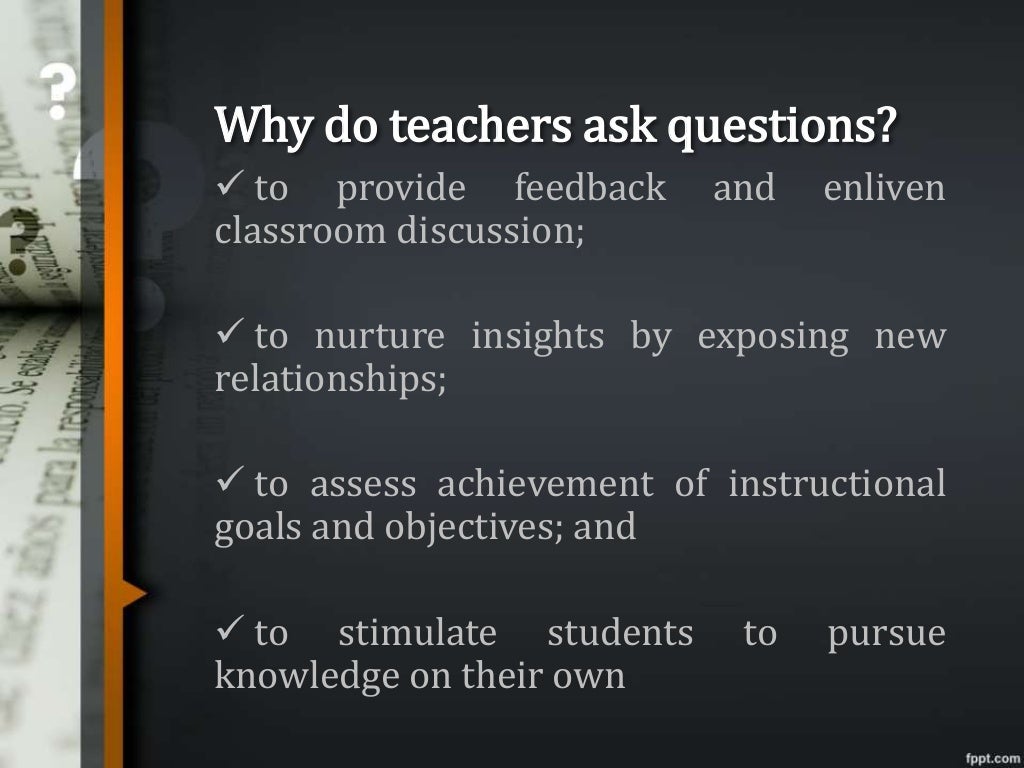 The Art of Questioning Teacher’s Role