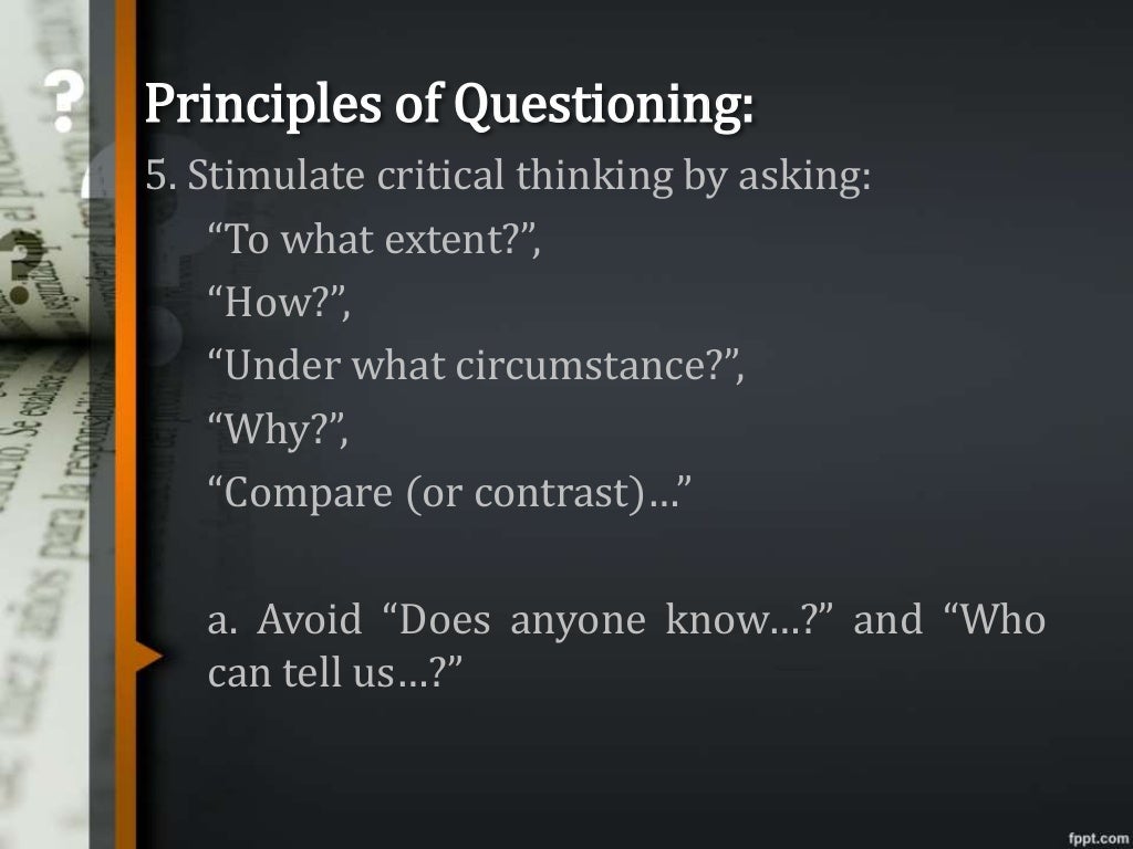 The Art of Questioning Teacher’s Role