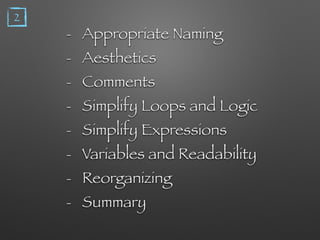 The art of readable code ( pdf ) | PPT