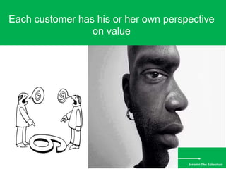 Each customer has his or her own perspective
on value
 