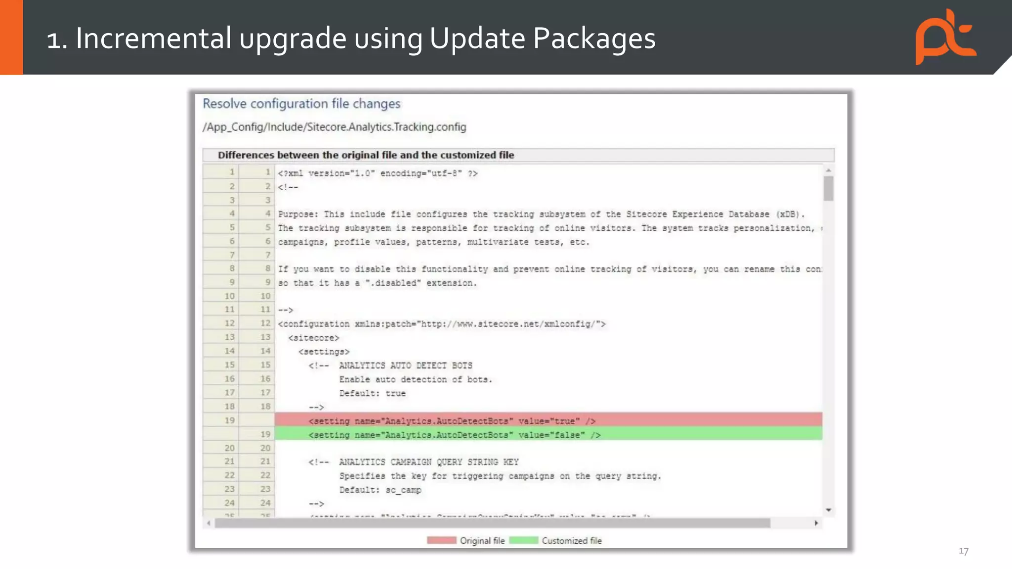 17
1. Incremental upgrade using Update Packages
 