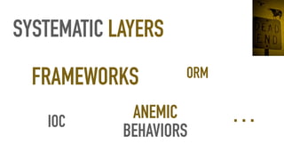 SYSTEMATIC LAYERS
ORMFRAMEWORKS
ANEMIC
BEHAVIORS
…IOC
 