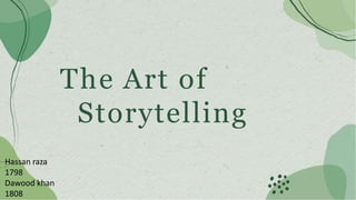 The Art of
Storytelling
Hassan raza
1798
Dawood khan
1808
 