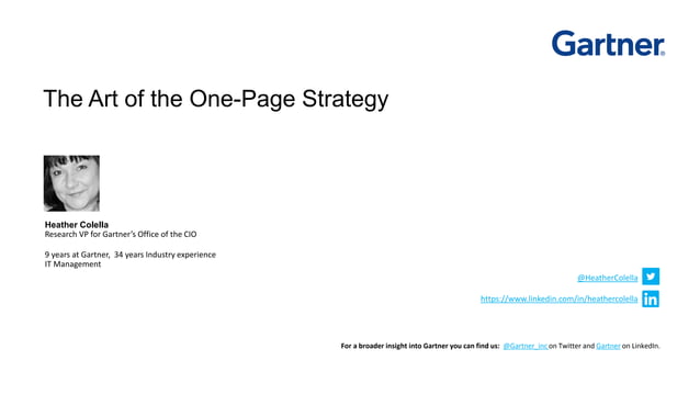 Gartner The art of the one page strategy