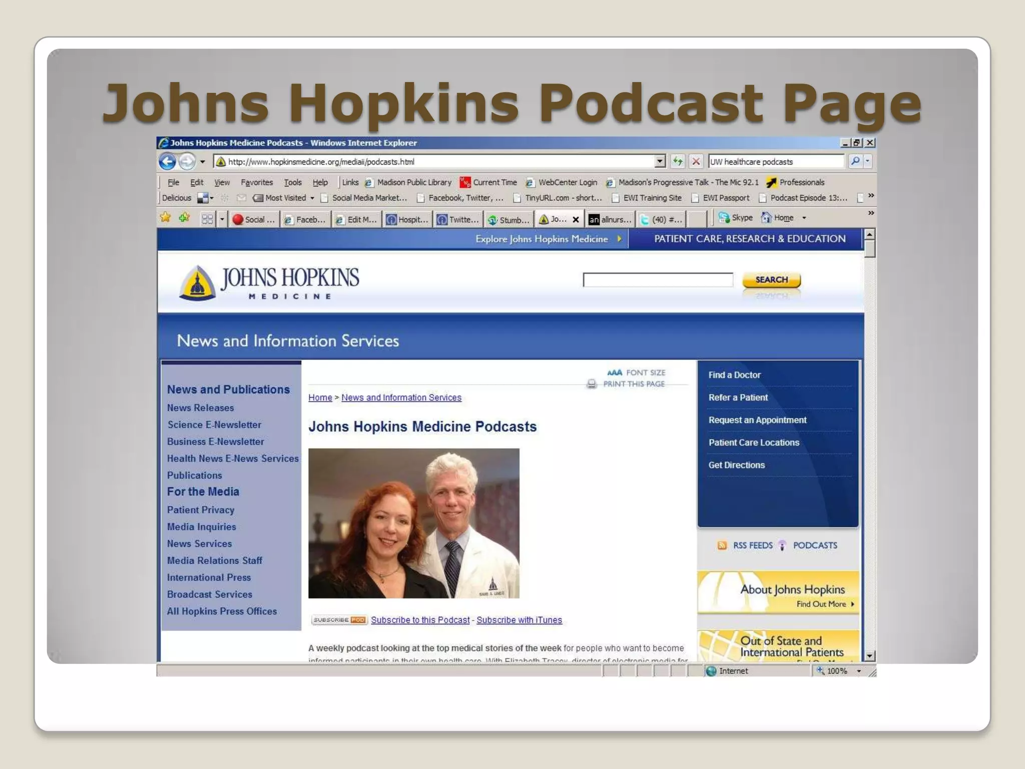 Johns Hopkins Podcast Page