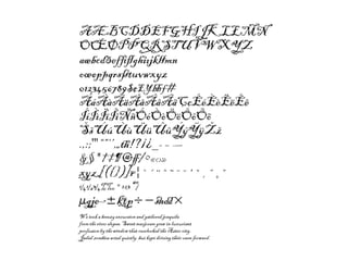 Basing his design on hand written letterforms typical of the 16th century, Anderton captured the flurried scrolls and curlicues of the era. This elegant, yet menacing display face is perfect for theatrical uses and scare tactics. What the font? 