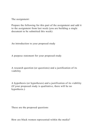 The assignmentPrepare the following for this part of the assi.docx