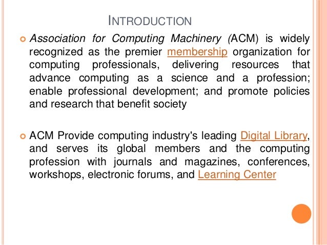 The association for computing machinery