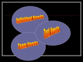 Task Needs Team Needs Individual Needs 