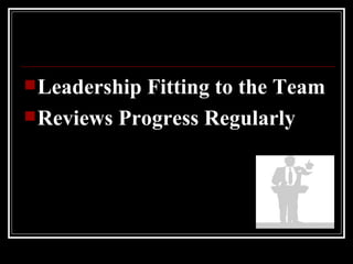 Leadership Fitting to the Team Reviews Progress Regularly 