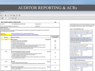 7www.superfundauditors.com.au
AUDITOR REPORTING & ACRs
 