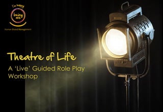1
Theatre  of  Life  
A ‘Live’ Guided Role Play
Workshop
 