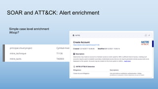 SOAR and ATT&CK: Alert enrichment
Simple case level enrichment
Woop?
 