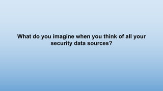 What do you imagine when you think of all your
security data sources?
 