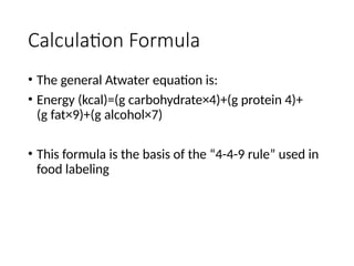 Comprehensive Overview of the Atwater System for Nutrient Energy ...