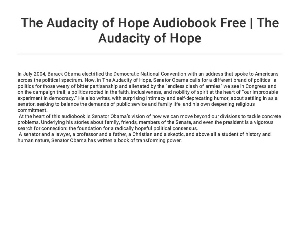the audacity of hope the audacity of hope