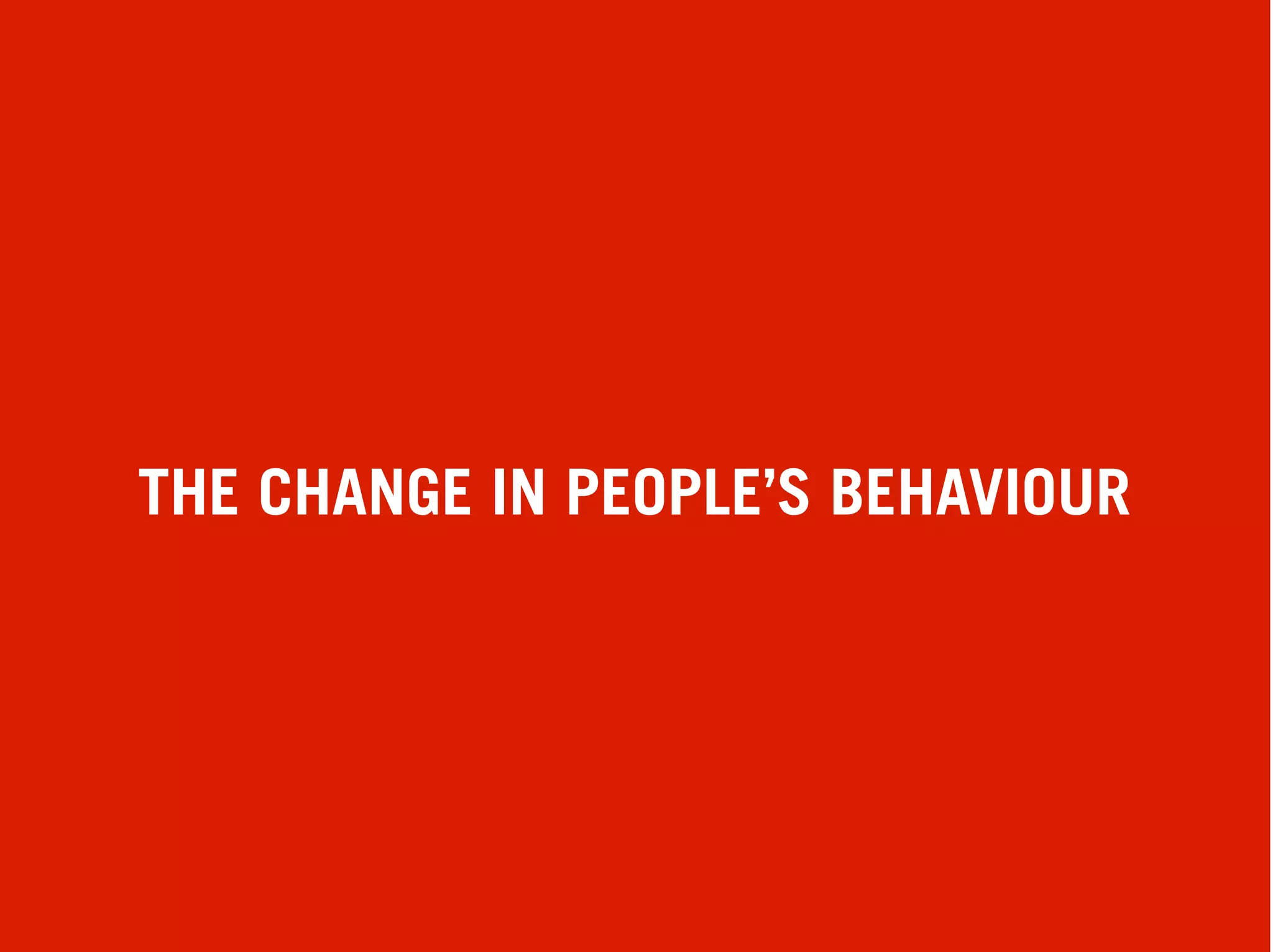 THE CHANGE IN PEOPLE’S BEHAVIOUR




                                   
 