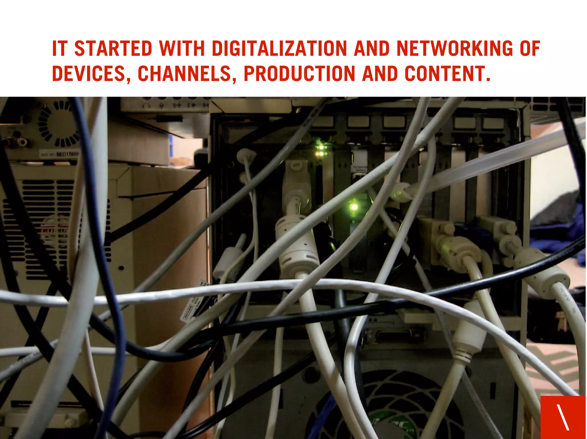 IT STARTED WITH DIGITALIZATION AND NETWORKING OF
DEVICES, CHANNELS, PRODUCTION AND CONTENT.




                                                   
 