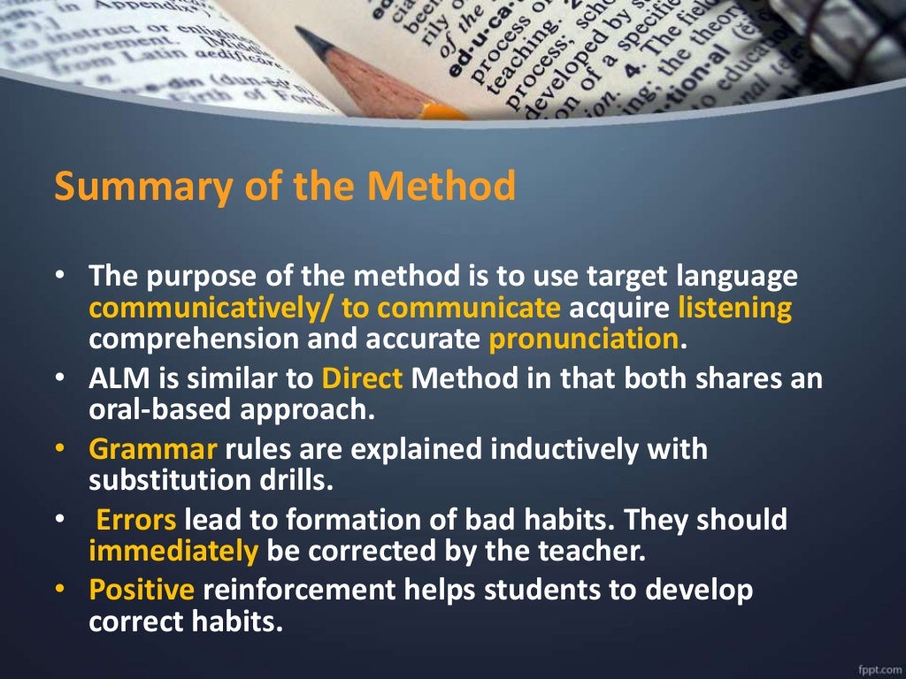The Audio Lingual Method Alm Army Method The Audio Lingual Method Alm Army Method