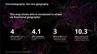 ARDIAN| FABERNOVEL
Connectography: the new geography
-
This map tells us who is connected to whom
via functional geography:
4 10.3
This map shows who is connected to whom
via functional geography:
34.1
Sources: ConnectivityAtlas, We Are Social, IATA, UNCTAD
billion people around
the world using the
internet in 2018
billion passengers
transported by plane
in 2017
billion people around
the world use social
media every month
billion tons of goods
shipped by the world
seaborne trade in 2016
ARDIAN| FABERNOVEL
 
