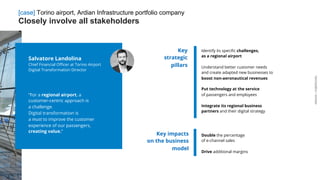 ARDIAN| FABERNOVEL
Identify its specific challenges,
as a regional airport
Understand better customer needs
and create adapted new businesses to
boost non-aeronautical revenues
Put technology at the service
of passengers and employees
Integrate its regional business
partners and their digital strategy
Key
strategic
pillars
Double the percentage
of e-channel sales
Drive additional margins
Key impacts
on the business
model
ARDIAN| FABERNOVEL
[case] Torino airport, Ardian Infrastructure portfolio company
Closely involve all stakeholders
-
“For a regional airport, a
customer-centric approach is
a challenge.
Digital transformation is
a must to improve the customer
experience of our passengers,
creating value.”
Salvatore Landolina
Chief Financial Officer at Torino Airport
Digital Transformation Director
 