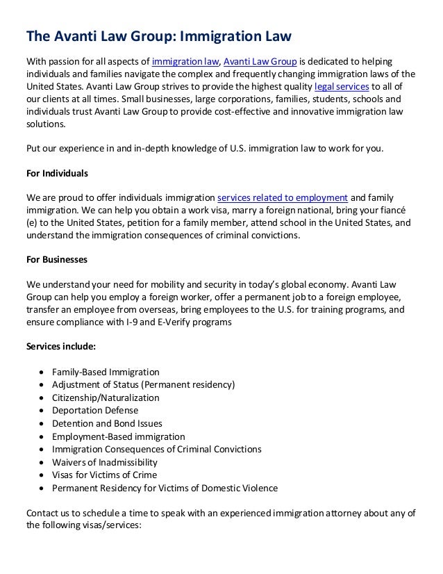 The Avanti Law Group Immigration Law