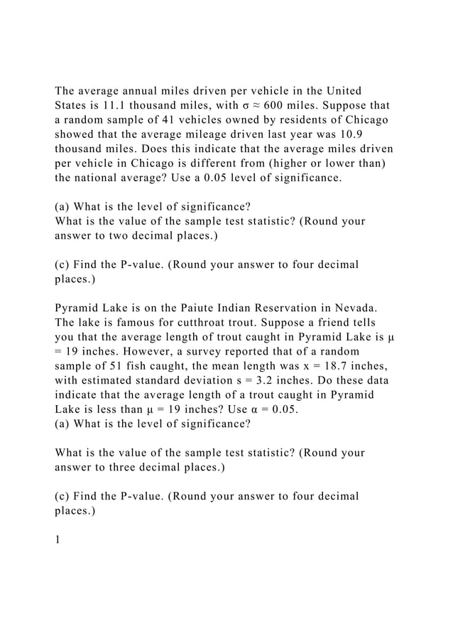 The average annual miles driven per vehicle in the United States i.docx