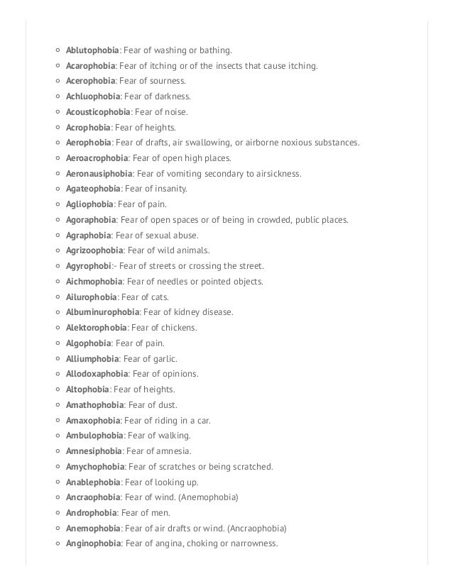 The Complete List of Phobias, all Common and Weird Phobias