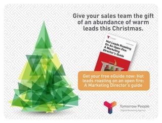 Give your sales team the gift 
of an abundance of warm 
leads this Christmas. 
Get your free eGuide now: Hot 
leads roasting on an open fire: 
A Marketing Director’s guide 
