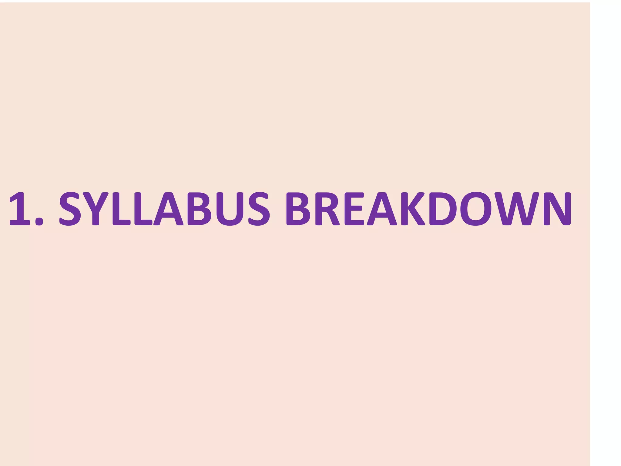 1. SYLLABUS BREAKDOWN
 