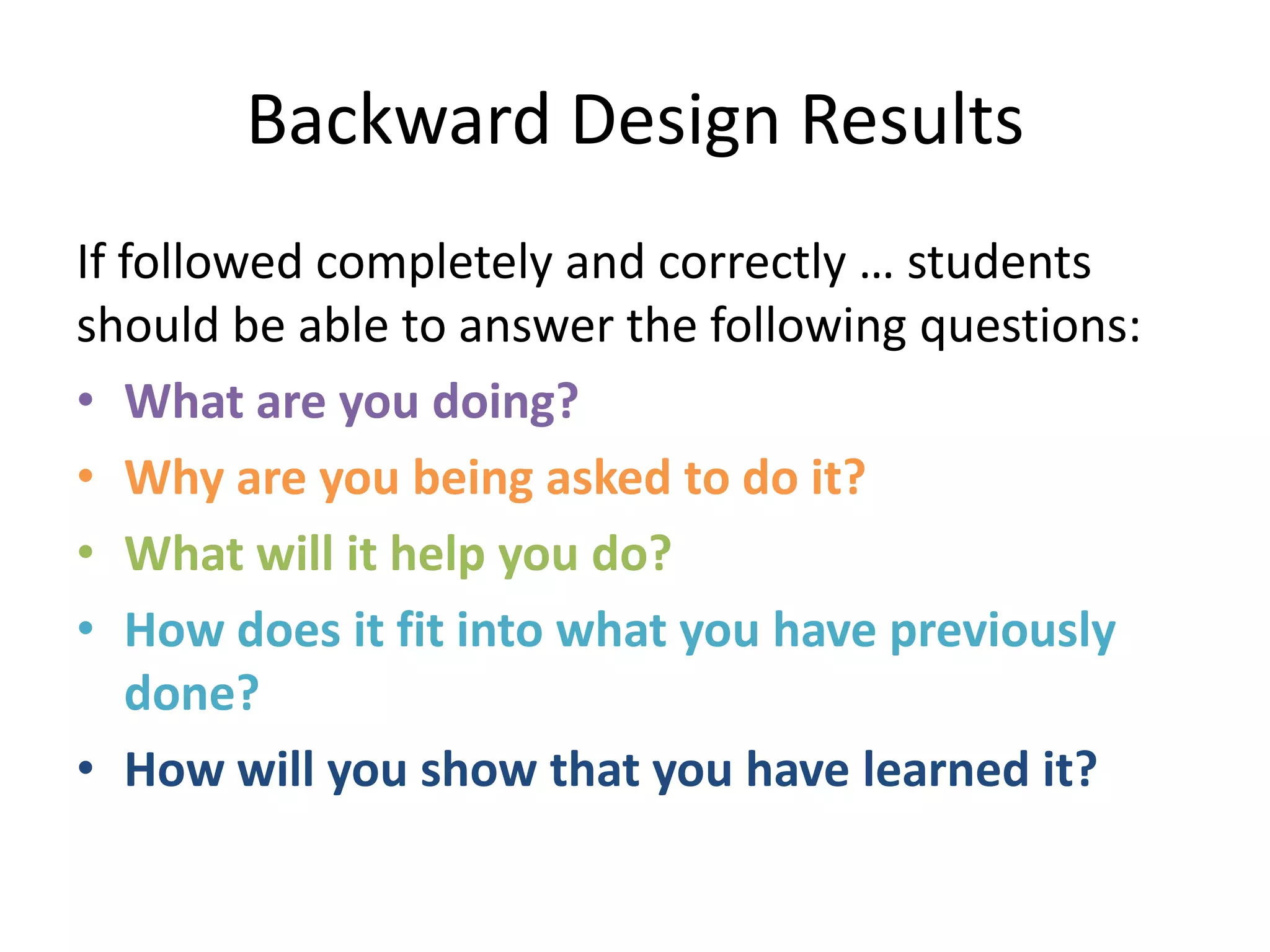 The Backward Design | PPTX