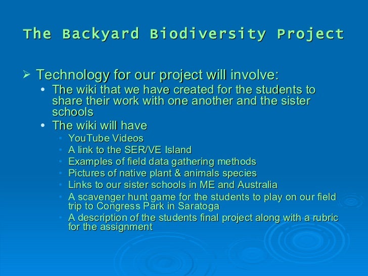 The backyard biodiversity project