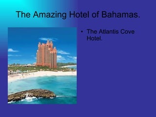 The Amazing Hotel of Bahamas. The Atlantis Cove Hotel. 
