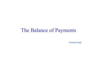 The Balance of Payments
Chandan Singh
 