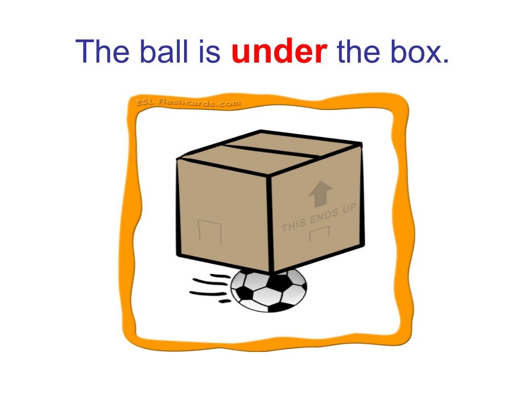 The ball is next to the box