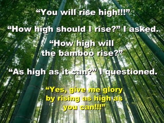 ““You will rise high!!!”You will rise high!!!”
““How high should I rise?”How high should I rise?” I asked.I asked.
““How h...