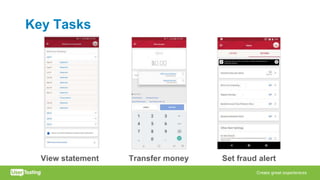 Key Tasks
View statement Transfer money Set fraud alert
 