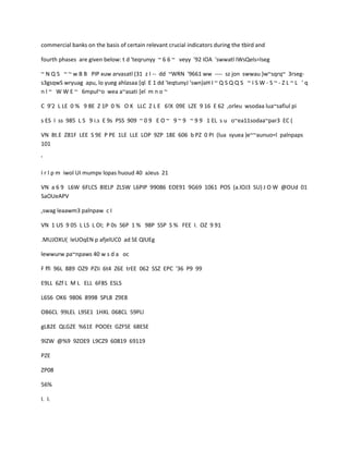 commercial banks on the basis of certain relevant crucial indicators during the tbird and
fourth phases are given below: t d 'teqrunyy ~ 6 6 ~ veyy '92 IOA 'swwatl IWsQels=lseg
~ N Q S ~ ~ w B B PIP xuw arvasatl (31 z I -- dd ~WRN '9661 ww ---- sz jon swwau )w~sqrq~ 3rseg-
s3gsqwS wryuag apu, lo yueg ahlasaa [ql E 1 dd 'IeqtunyJ 'swn)aH I ~ Q S Q Q S ~ I S W - S ~ - Z L ~ L ' q
n l ~ W W E ~ 6mpul~o wea a~asati [el m n o ~
C 9'2 L LE 0 % 9 8E Z 1P 0 % O K LLC Z L E 6!X 09E LZE 9 16 E 62 ,orleu wsodaa lua~safiul pi
s ES I ss 985 L S 9 i.s E 9s PSS 909 ~ 0 9 E O ~ 9 ~ 9 ~ 9 9 1 EL s u o~ea11sodaa~par3 EC (
VN 8t.E Z81F LEE S 9E P PE 1LE LLE LOP 9ZP 18E 606 b PZ 0 PI (lua syuea )e~~aunuo=l palnpaps
101
'
I r l p m iwol UI mumpv lopas huoud 40 aJeus 21
VN a 6 9 L6W 6FLCS 8lELP ZLSW L6PIP 99086 EOE91 9G69 1061 POS (a.lOJ3 SU) J O W @OUd 01
SaOUeAPV
,swag leaawm3 palnpaw c I
VN 1 US 9 05 L LS L OI; P 0s S6P 1 % 98P SSP S % FEE I. OZ 9 91
.MUJOXU( leUOqEN p afjelUC0 ad SE QlUEg
lewwurw pa~npaws 40 w s d a oc
F ffi 96L 889 OZ9 PZIi 6t4 Z6E trEE 062 SSZ EPC '36 P9 99
E9LL 6Zf L M L ELL 6F8S ESLS
L6S6 OK6 9806 8998 SPL8 Z9E8
OB6CL 99LEL L9SE1 1HXL 068CL 59PLl
gL82E QLGZE %61E POOEt GZFSE 68ESE
9lZW @%9 9ZOE9 L9CZ9 60819 69119
PZE
ZP08
56%
I. I.
 