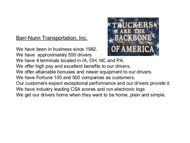 What We Offer At Barr Nunn Transportation