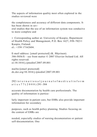 The Barriers to Electronic Medical Record Systems and How to O.docx