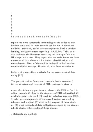 The Barriers to Electronic Medical Record Systems and How to O.docx