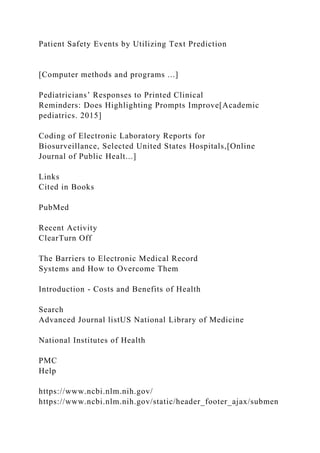 The Barriers to Electronic Medical Record Systems and How to O.docx