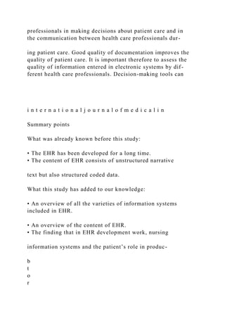 The Barriers to Electronic Medical Record Systems and How to O.docx