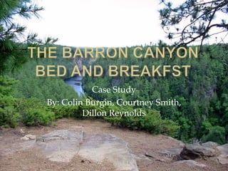 The Barron canyon bed and breakfst Case Study By: Colin Burgin, Courtney Smith, Dillon Reynolds 