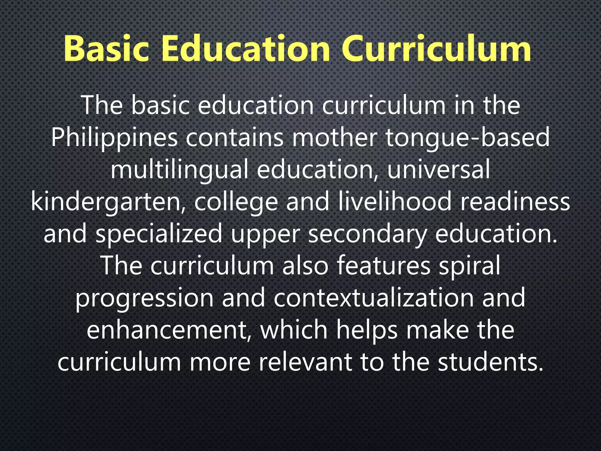The basic education curriculum | PPTX